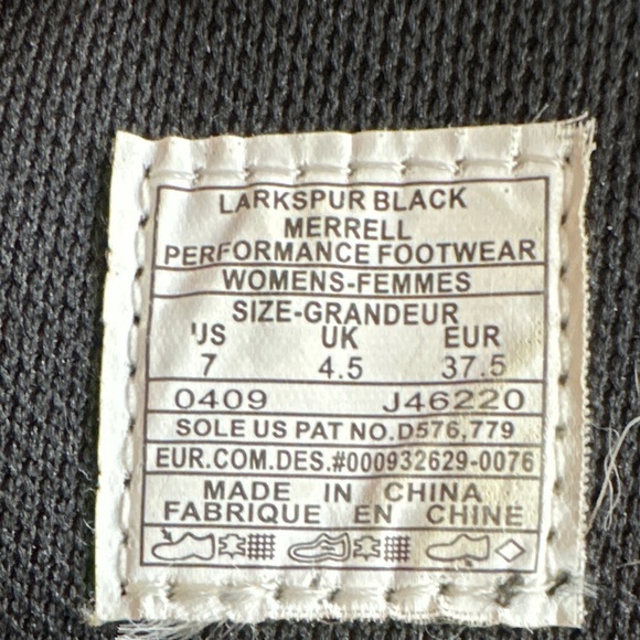 Merrell Larkspur Black Leather Wedge Vibram Sole Wool Trim Boots - Size 7 - Picture 7 of 7